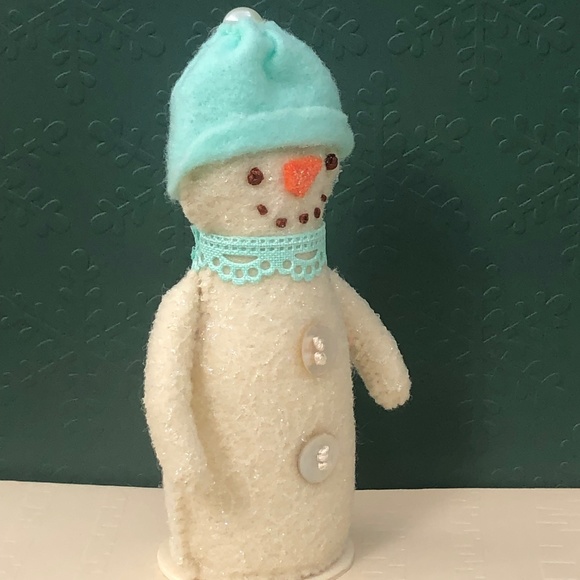 Snowman Art Doll Felt Coastal hand-sewn - Picture 3 of 5